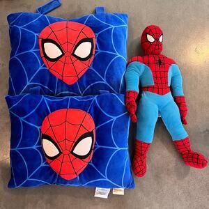 Marvel Spiderman 2 blue red pillow bedding and plush bed set